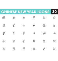 Chinese New Year Icon Set In Black Outline