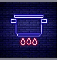 Glowing Neon Line Cooking Pot On Fire Icon