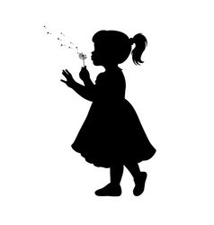 Kid Blowing Dandelion Silhouette Little Girl Blow