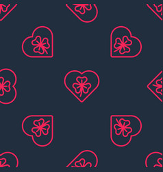 Red Line Heart With Clover Trefoil Leaf Icon