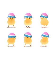 Chicks In Broken Rainbow Easter Eggs Top Set