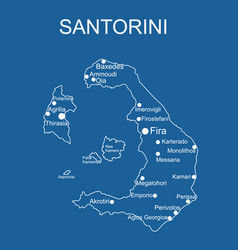 Greek Island Of Santorini Map Line Contour