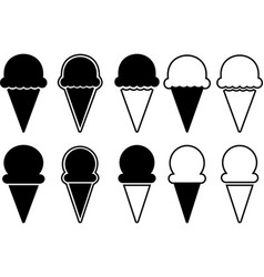 Ice Cream Cone Icon Set Isolated On Transparent