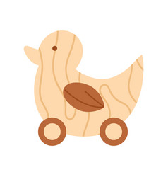 Wooden Duck Toy With Wheels