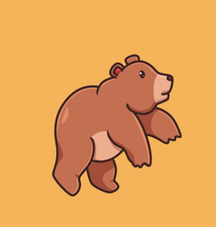 Cute Grizzly Bear Brown Jumping Cartoon Animal