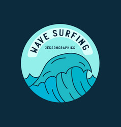 Icon Round Shaped Sticker With Sea Wave