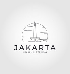 Monument National Of Jakarta Line Art Logo