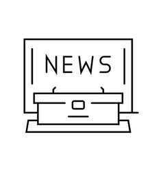 News Anchor Desk Media Line Icon