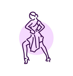 Woman Dancing Salsa Color Line Icon Latin Dance