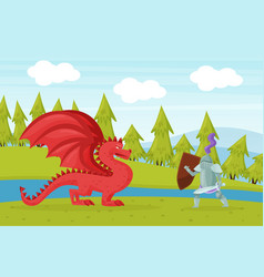 Brave Knight Fighting With Dragon