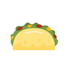 Cooked Taco Icon Flat Mexican Food