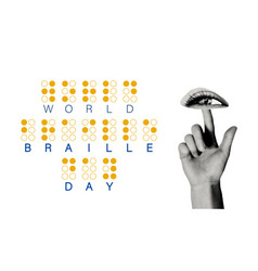 World Braille Day Banner Hand With Eye