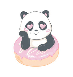 Cute Panda Bear Of Animals With A Donut