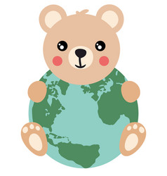 Cute Teddy Bear With A Globe