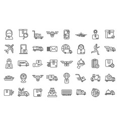 Fast Shipping Icons Set Outline Business