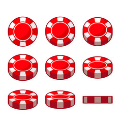 Casino Red Poker Chips Icon Set