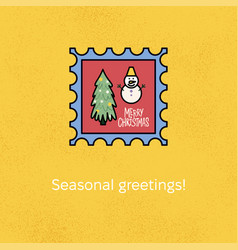 Christmas Tree Seasonal Greetings Postal Stamp