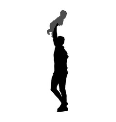 Clumsy Father With Baby In Hand Silhouette