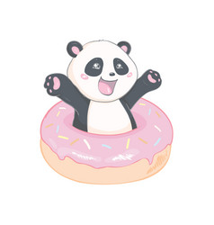 Cute Panda Bear Of Animals With A Donut