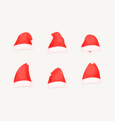 Red Santa Claus Hat Collection Cartoon Style