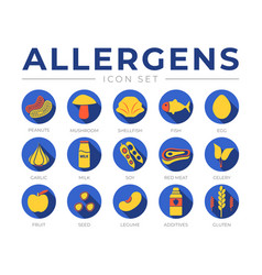 Blue Flat Allergens Icon Set Allergens Mushroom