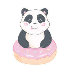 Cute Panda Bear Of Animals With A Donut