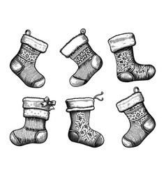 Hand Drawn Set Of Christmas Socks