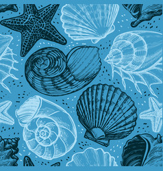 Seashell Seamless Pattern Summer Vacation Marine