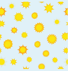 Sunny Suns In Orange And Yellow On Blue Background