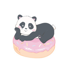 Cute Panda Bear Of Animals With A Donut