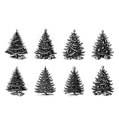 Hand Drawn Set Of Christmas Trees