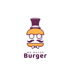 Mr Mayor Burger Food Restaurant Logo Icon Mascot