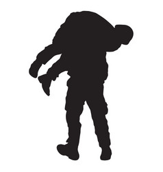 Soldier Carrying Wounded Silhouette