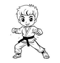 Cartoon Karate Boy Isolated On White Background