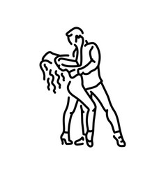 Couple Dancing Bachata Color Line Icon Pictogram