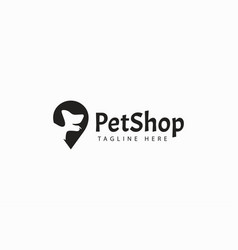 Dog Head Pin Point Location Map Logo Pet Shop