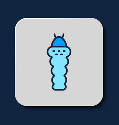 Filled Outline Larva Insect Icon Isolated On Blue