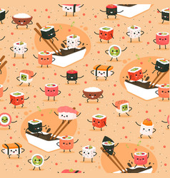 Seamless Sushi Pattern Funny Asian Foods