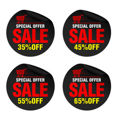 Black Sale Stickers Set With Cart 35 45 55 65