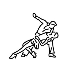 Couple Dancing Rumba Color Line Icon Pictogram