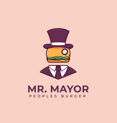 Mr Mayor Burger Logo Restaurant Burger Logo