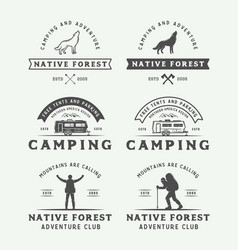 Set Of Vintage Camping Outdoor And Adventure