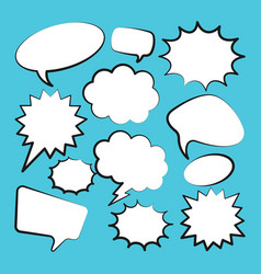 Comic Speech Bubbles Outline Hand Drawn Retro