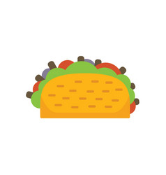 Meat Taco Icon Flat Mexican Food