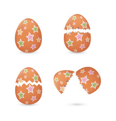 Cracked Easter Eggs With Stars Set