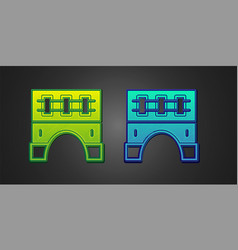 Green And Blue Bridge For Train Icon Isolated