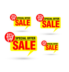 Sale Yellow Tag Speech Bubble Set 35 45 55 65