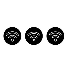 Wifi Line Icon On Black Circle