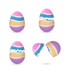 Cracked Easter Eggs With Stripes Set