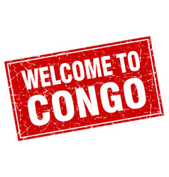 Congo Red Square Grunge Welcome To Stamp